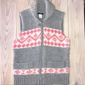 J. Crew Handknit 100% Alpaca and Wool Zip Up Vest